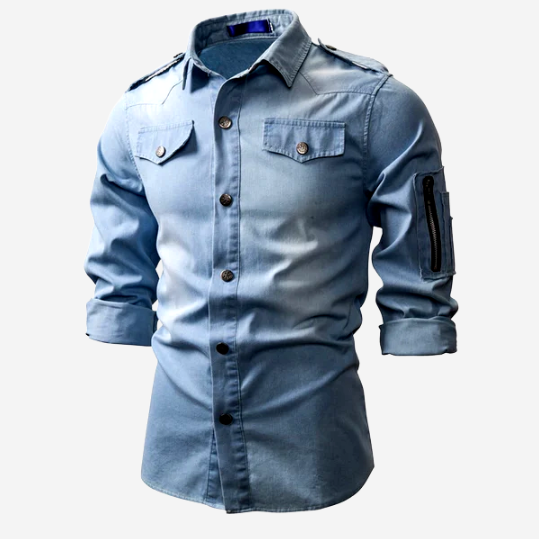 Men's denim overshirt with long sleeves