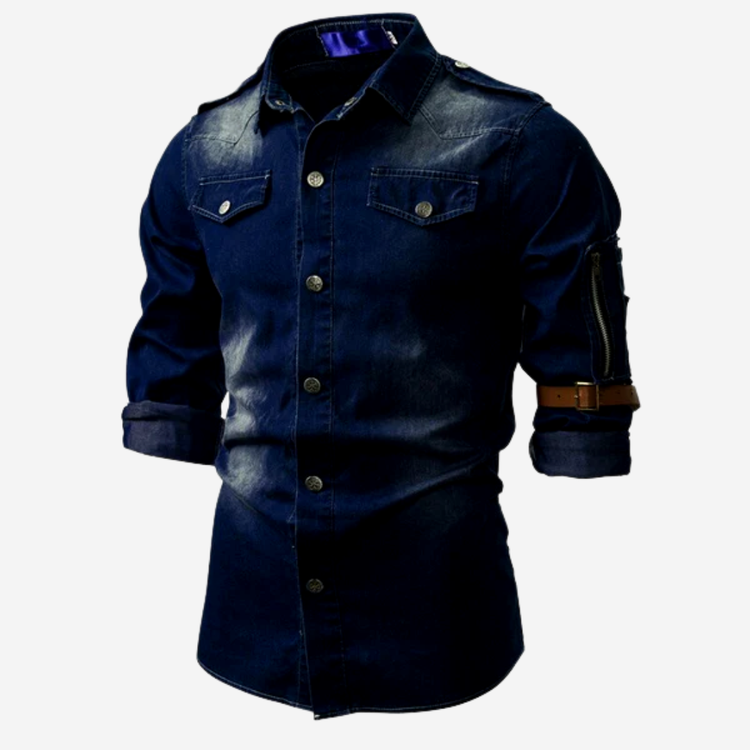 Men's denim overshirt with long sleeves