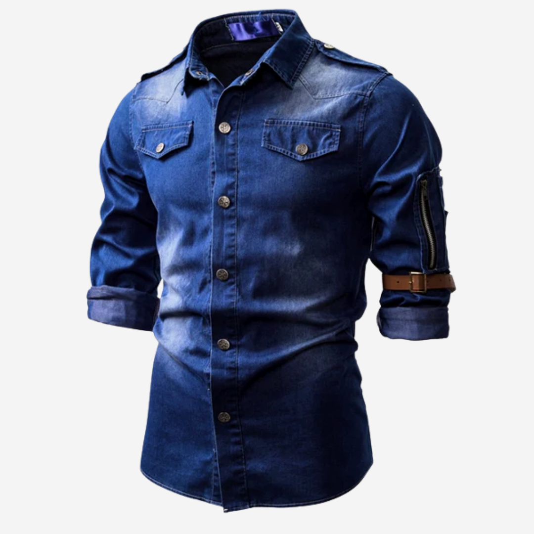 Men's denim overshirt with long sleeves