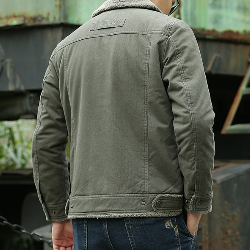 Men’s Jacket – Classic Fit – Shearling Collar – Button Closure – Chest Pockets – Casual Wear