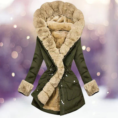 Women's casual fur hooded jacket