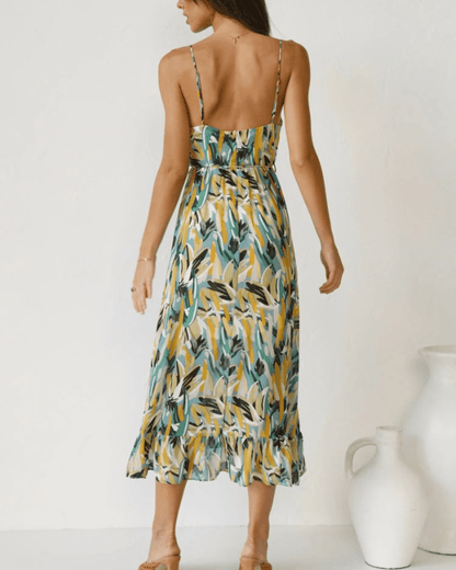 Colorful Midi Dress for Women – Floral Print, Elegant & Lightweight