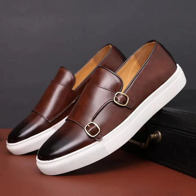 Men's Loafers – Smooth Leather – Slip-On – Metal Buckle – Rubber Sole – Classic Fit