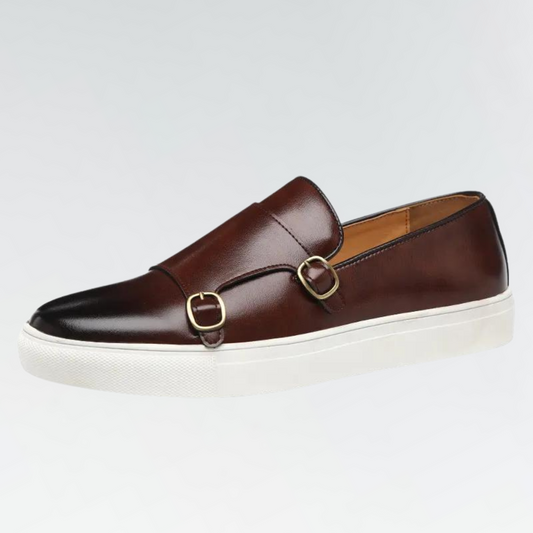 Men's Loafers – Smooth Leather – Slip-On – Metal Buckle – Rubber Sole – Classic Fit