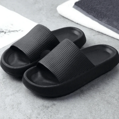 Women’s Slippers – Cushioned Sole – Ribbed Upper – Open Toe Slip-On Comfort