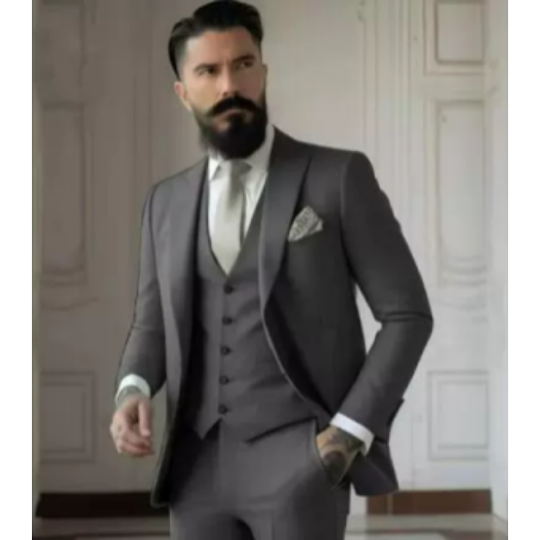 Men’s Three-Piece Suit – Slim Fit – Wool Blend – Notch Lapel – Two-Button Jacket