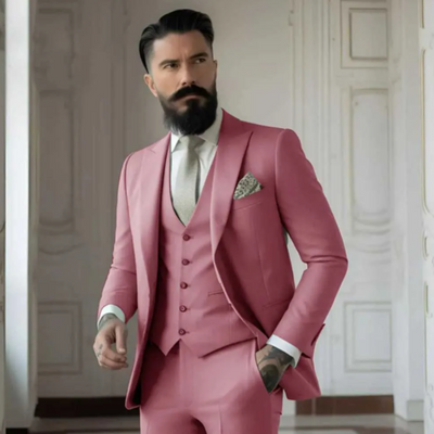 Men’s Three-Piece Suit – Slim Fit – Wool Blend – Notch Lapel – Two-Button Jacket