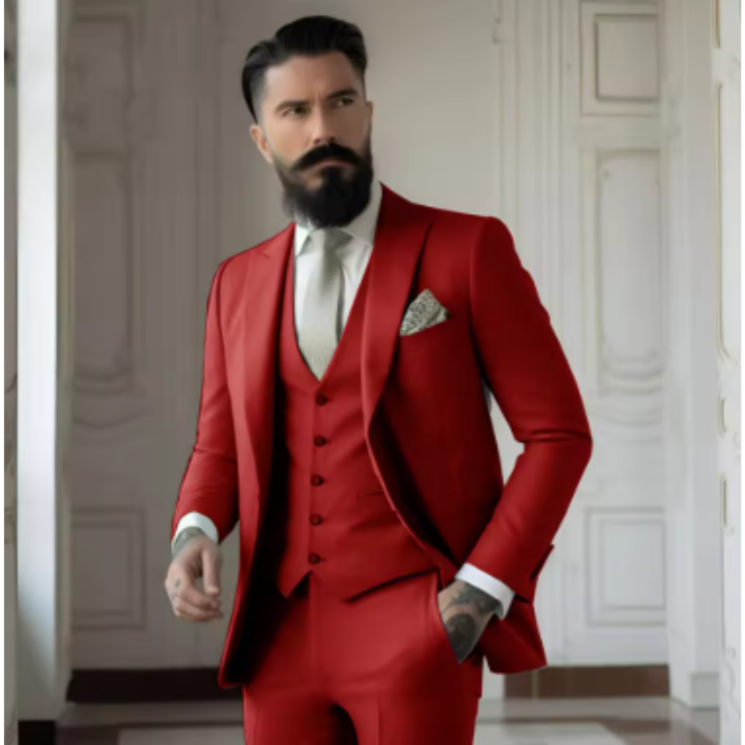 Men’s Three-Piece Suit – Slim Fit – Wool Blend – Notch Lapel – Two-Button Jacket