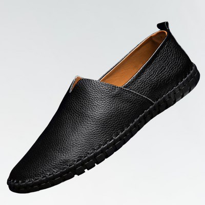 Men’s Leather Loafers – Slip-On Moccasin Style – Pebbled Texture – Casual Fit