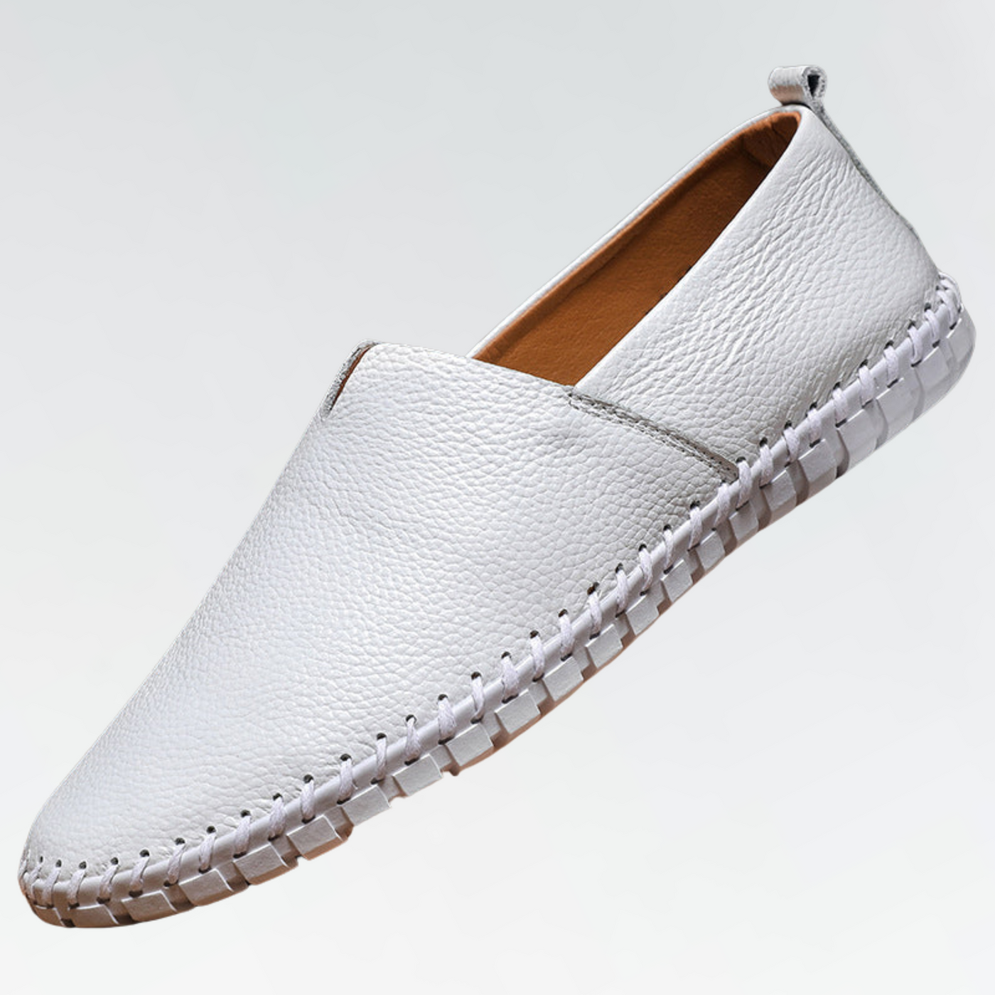 Men’s Leather Loafers – Slip-On Moccasin Style – Pebbled Texture – Casual Fit