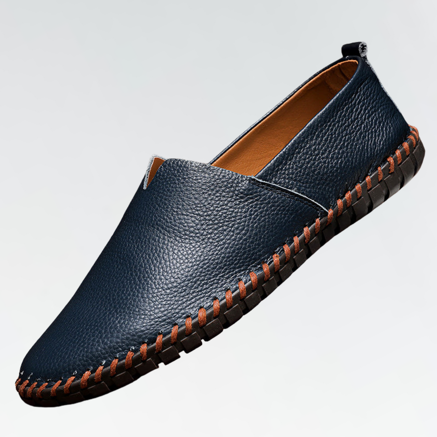 Men’s Leather Loafers – Slip-On Moccasin Style – Pebbled Texture – Casual Fit
