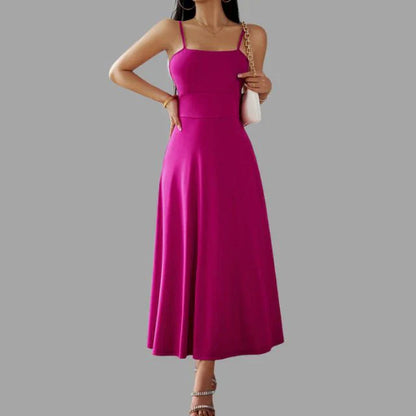 Women's Maxi Dress - Square Neck - Spaghetti Straps - Elegant Flowing Silhouette