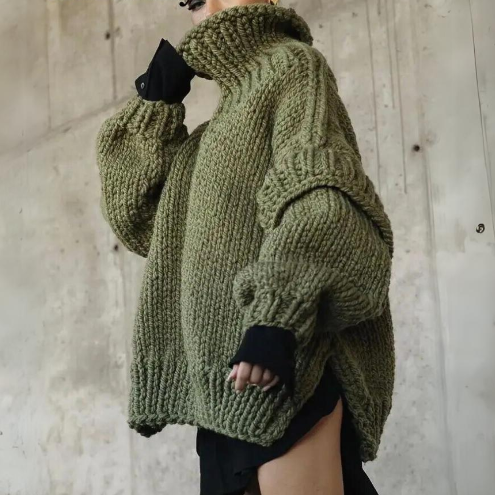 Women's oversized sweater with turtleneck