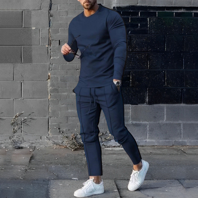 Men's Sweatshirt & Joggers Set - Crew Neck Slim Fit - Casual Wear