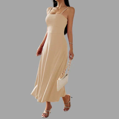 Women's Maxi Dress - Square Neck - Spaghetti Straps - Elegant Flowing Silhouette