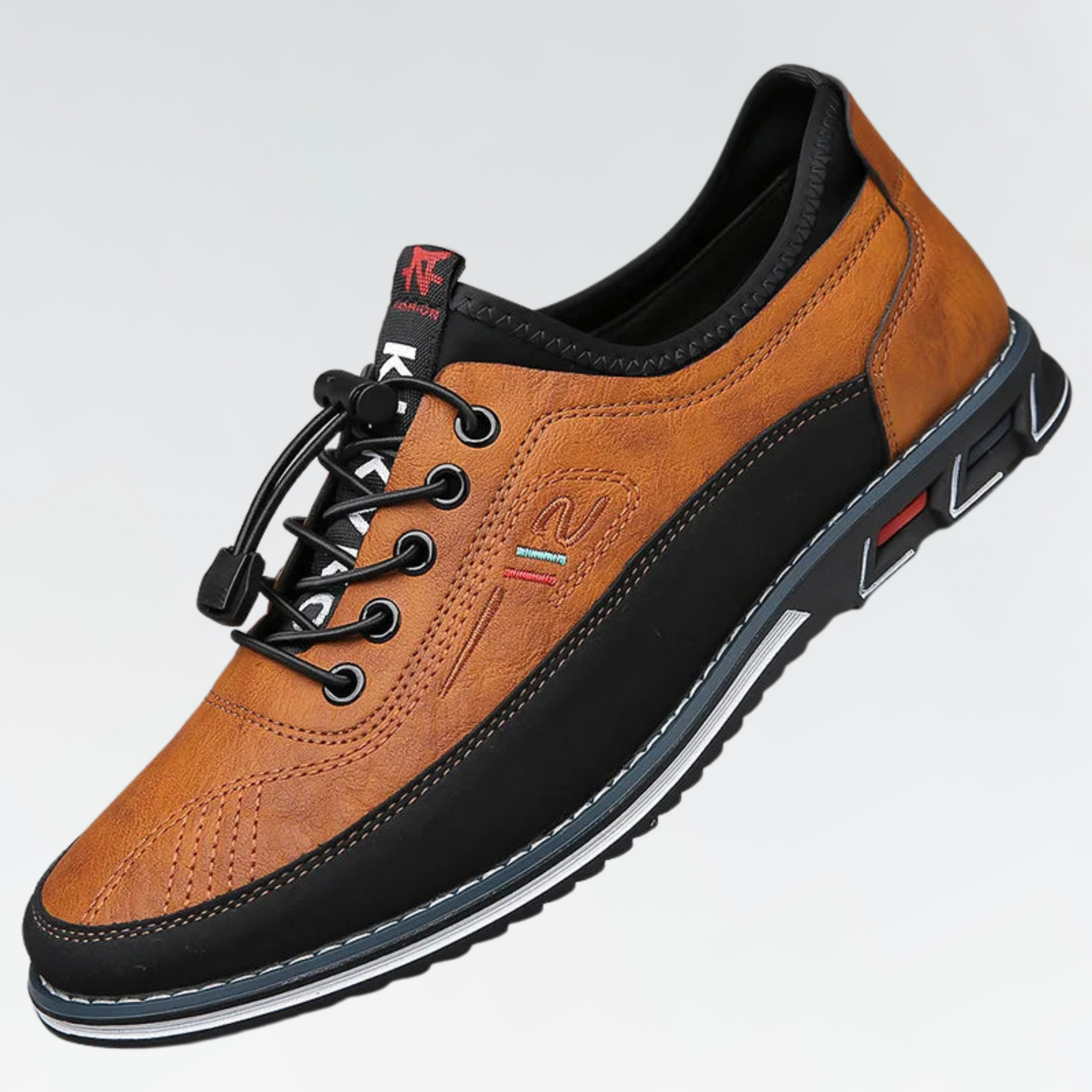Men’s Leather Loafers – Slip-On Dress Shoes – Lace-Up Detail – Casual Elegance