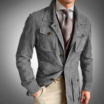 Men’s Tailored Jacket – Notched Lapel – Button Closure – Flap Pockets