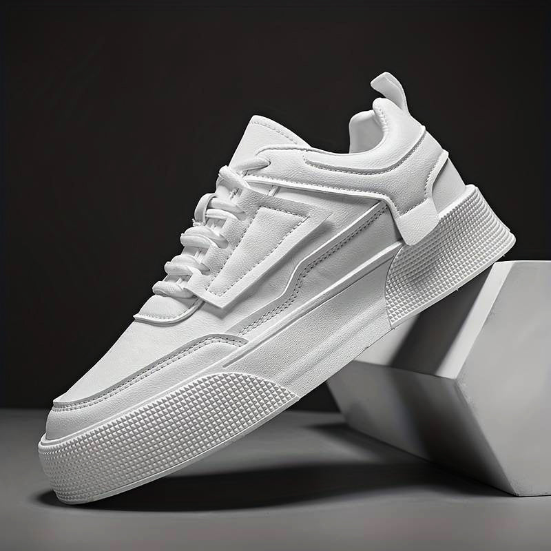 Men's trendy white platform sneakers