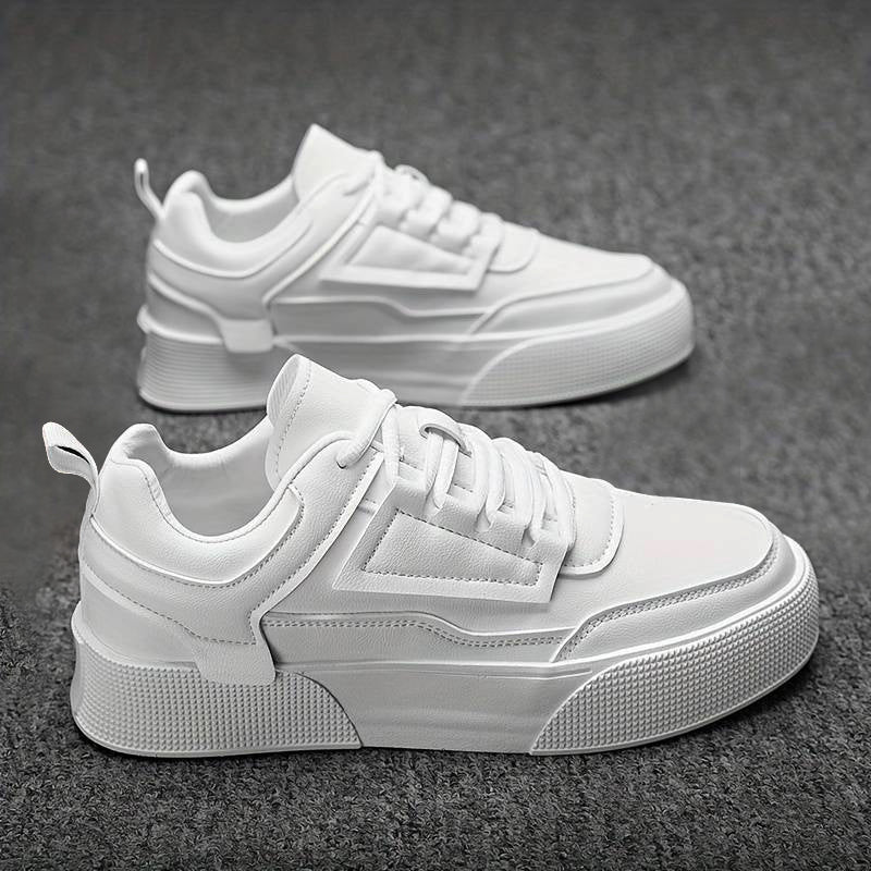 Men's trendy white platform sneakers