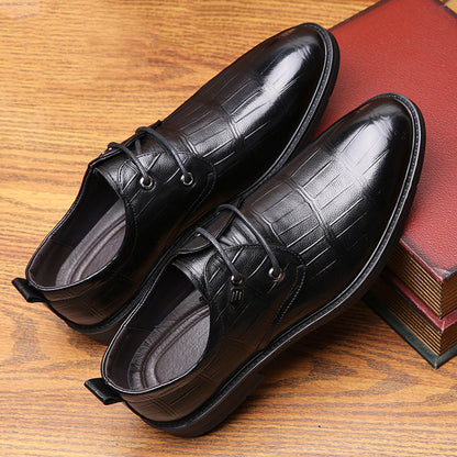 Men's embossed leather lace up shoes with flat sole