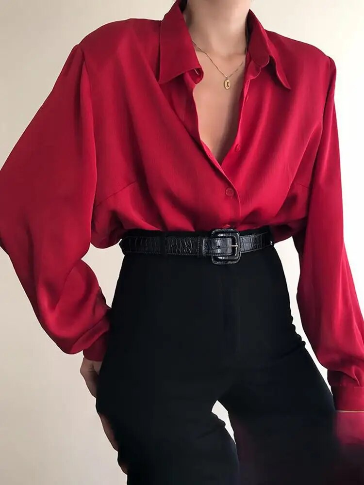 Women's Long Sleeve Button Down Office Blouse