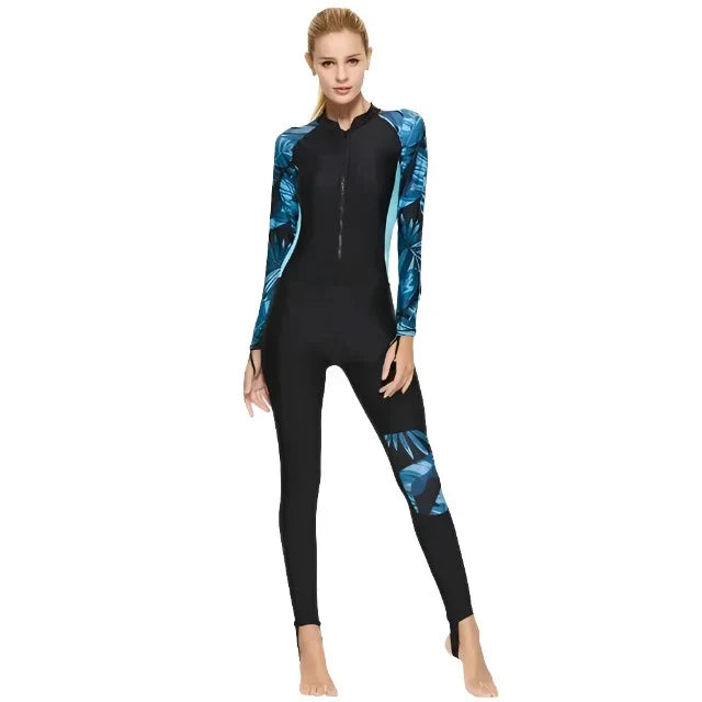 Women’s Diving Suit – One-Piece Full Length – Front Zip – Long Sleeve Streamlined Fit