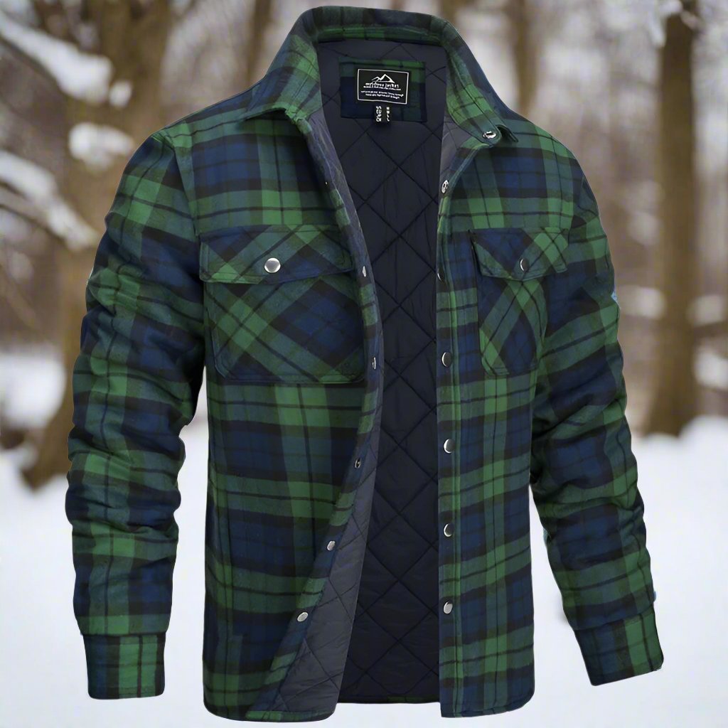Men’s Shirt Jacket – Flannel Quilted – Relaxed Fit – Snap Front – Chest Pockets