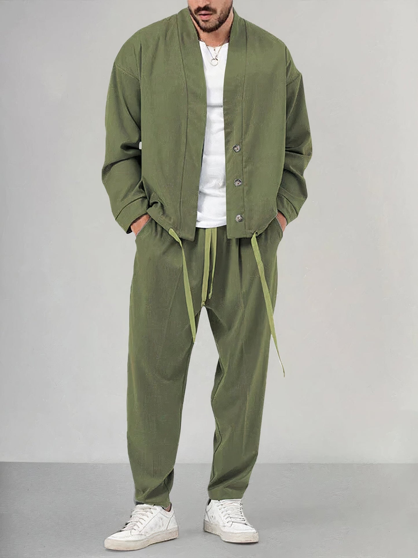 Men's Cardigan Jacket and Pants Sports Set