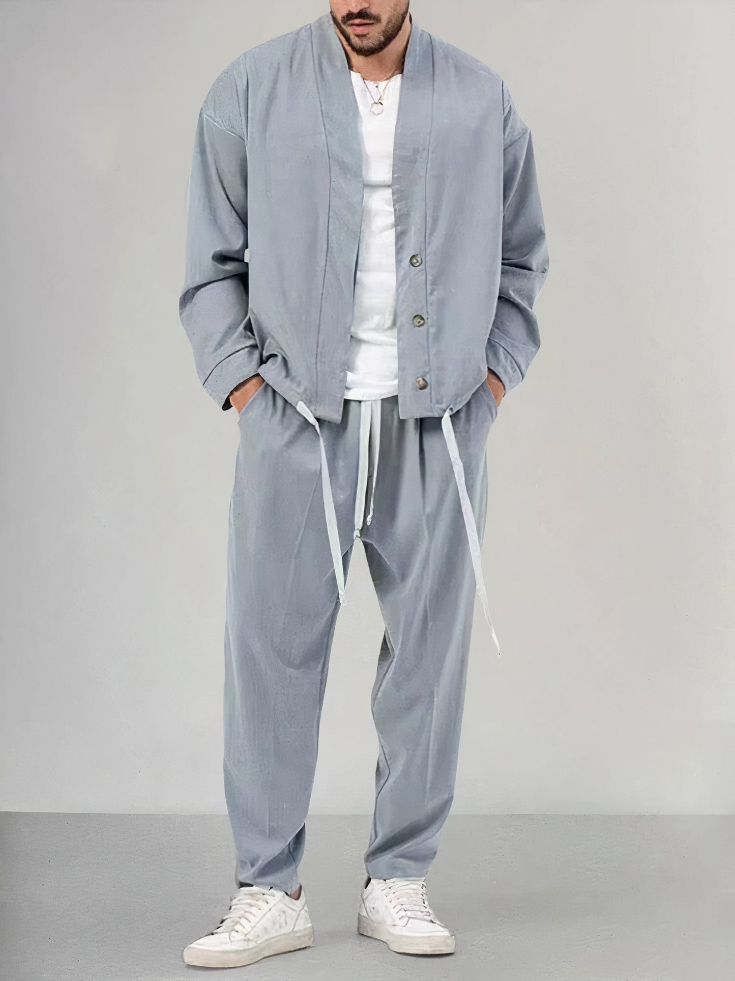 Men's Cardigan Jacket and Pants Sports Set