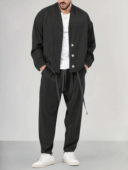 Men's Cardigan Jacket and Pants Sports Set