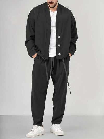 Men’s Kimono Jacket & Trousers Set – Lightweight Breathable Fabric – Relaxed Fit