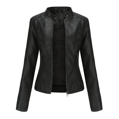 Women’s Jacket – Slim Fit – Mao Collar – Zipper Front – Hip Length – Tailored Design