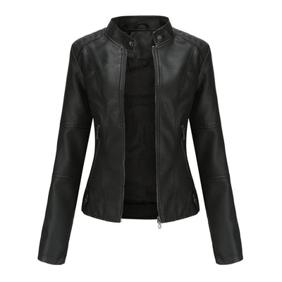 Women’s Jacket – Slim Fit – Mao Collar – Zipper Front – Hip Length – Tailored Design