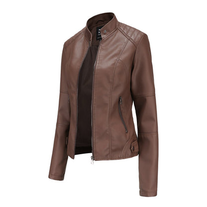 Women’s Jacket – Slim Fit – Mao Collar – Zipper Front – Hip Length – Tailored Design