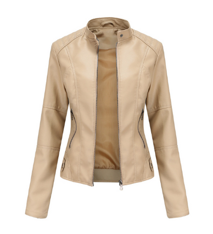 Women’s Jacket – Slim Fit – Mao Collar – Zipper Front – Hip Length – Tailored Design