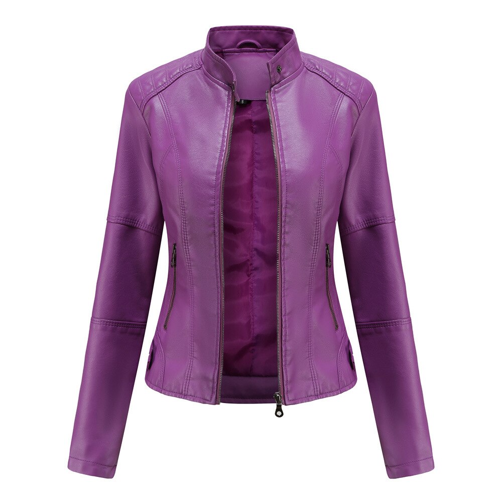 Women’s Jacket – Slim Fit – Mao Collar – Zipper Front – Hip Length – Tailored Design