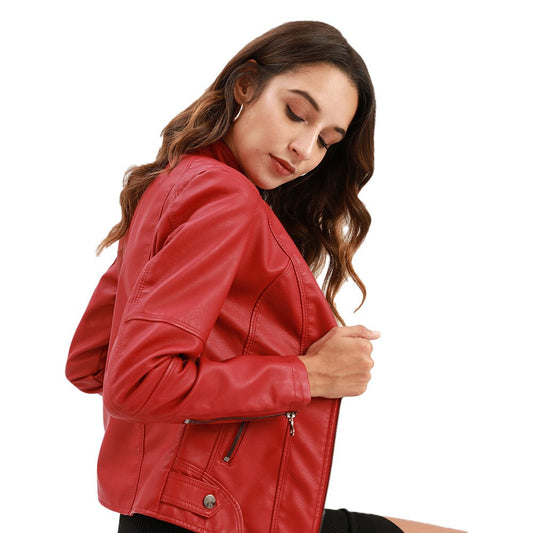 Women’s Jacket – Slim Fit – Mao Collar – Zipper Front – Hip Length – Tailored Design