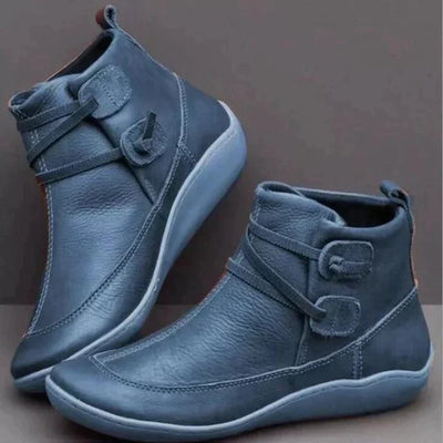 Women’s Orthopedic Boots – Leather Mid-Top – Supportive Fit – Buckle Strap Design