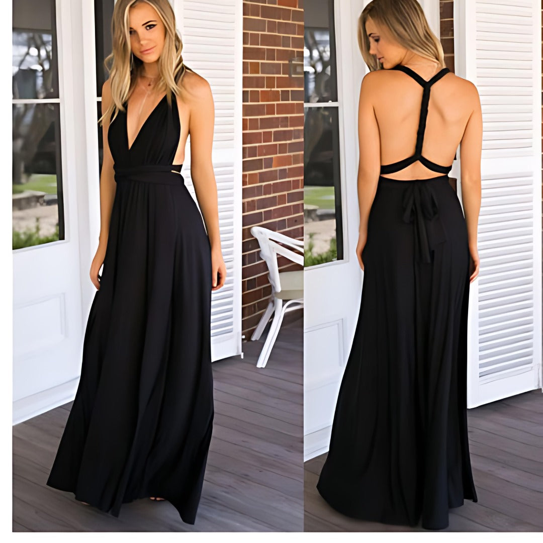 Women's Maxi Dress - Strapless Sweetheart Neckline - Elegant Flowing Fit