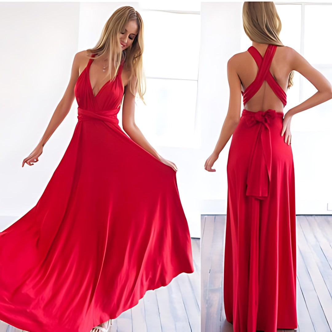 Women's Maxi Dress - Strapless Sweetheart Neckline - Elegant Flowing Fit