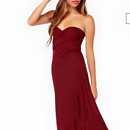 Women's Maxi Dress - Strapless Sweetheart Neckline - Elegant Flowing Fit