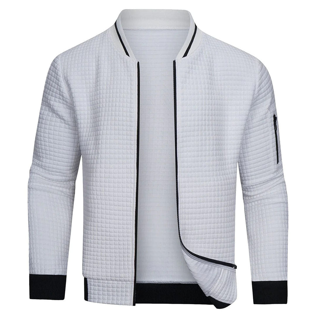 Men's checked zip jacket with stand-up collar