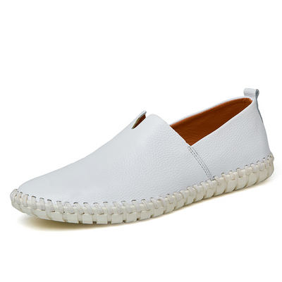 Men’s Leather Loafers – Slip-On – Pebbled Texture – Streamlined Fit – Formal Wear