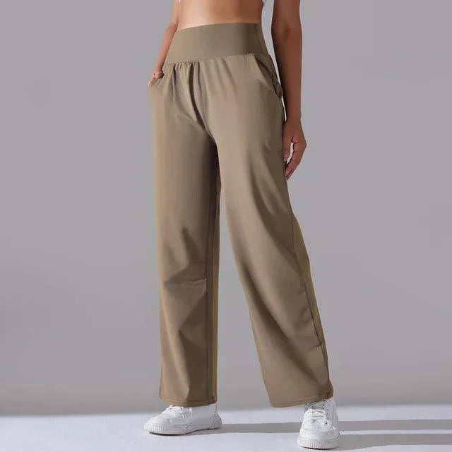 Wide-Leg Yoga Pants for Women – High-Waist Flared Workout Leggings