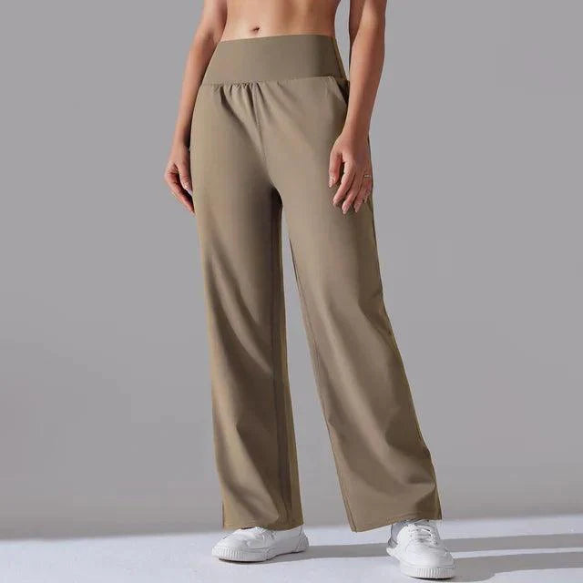 Wide-Leg Yoga Pants for Women – High-Waist Flared Workout Leggings