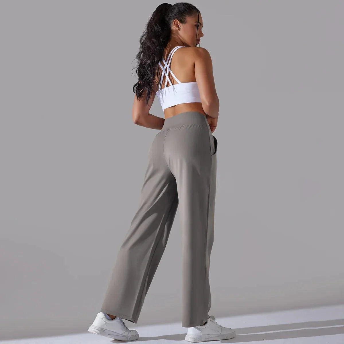 Wide-Leg Yoga Pants for Women – High-Waist Flared Workout Leggings