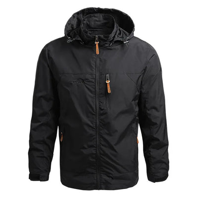 Men’s Outdoor Jacket - Waterproof Hooded - Full Zip - Regular Fit - Adjustable Cuffs