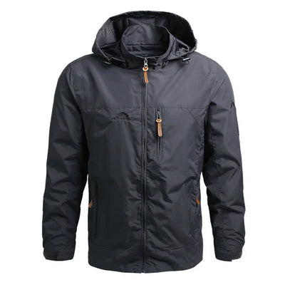 Men’s Outdoor Jacket - Waterproof Hooded - Full Zip - Regular Fit - Adjustable Cuffs