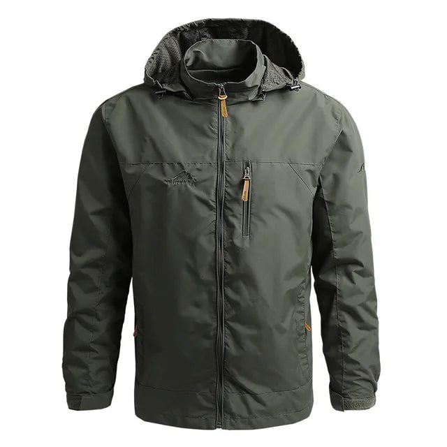 Men’s Outdoor Jacket - Waterproof Hooded - Full Zip - Regular Fit - Adjustable Cuffs