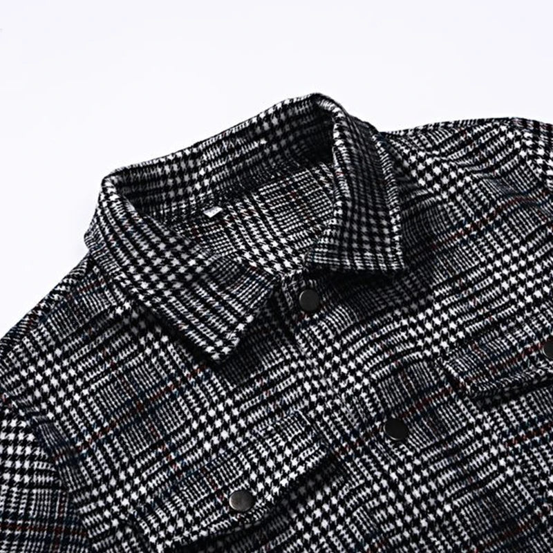 Men's slim casual reversible plaid jacket